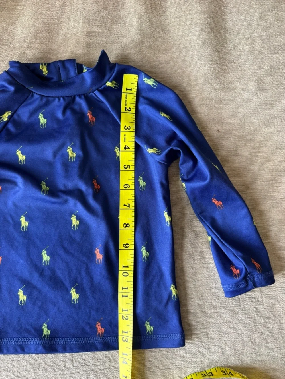 Polo Ralph Lauren Baby Boys Rash Guard 18-24M Blue Pony Print Swim Shirt
